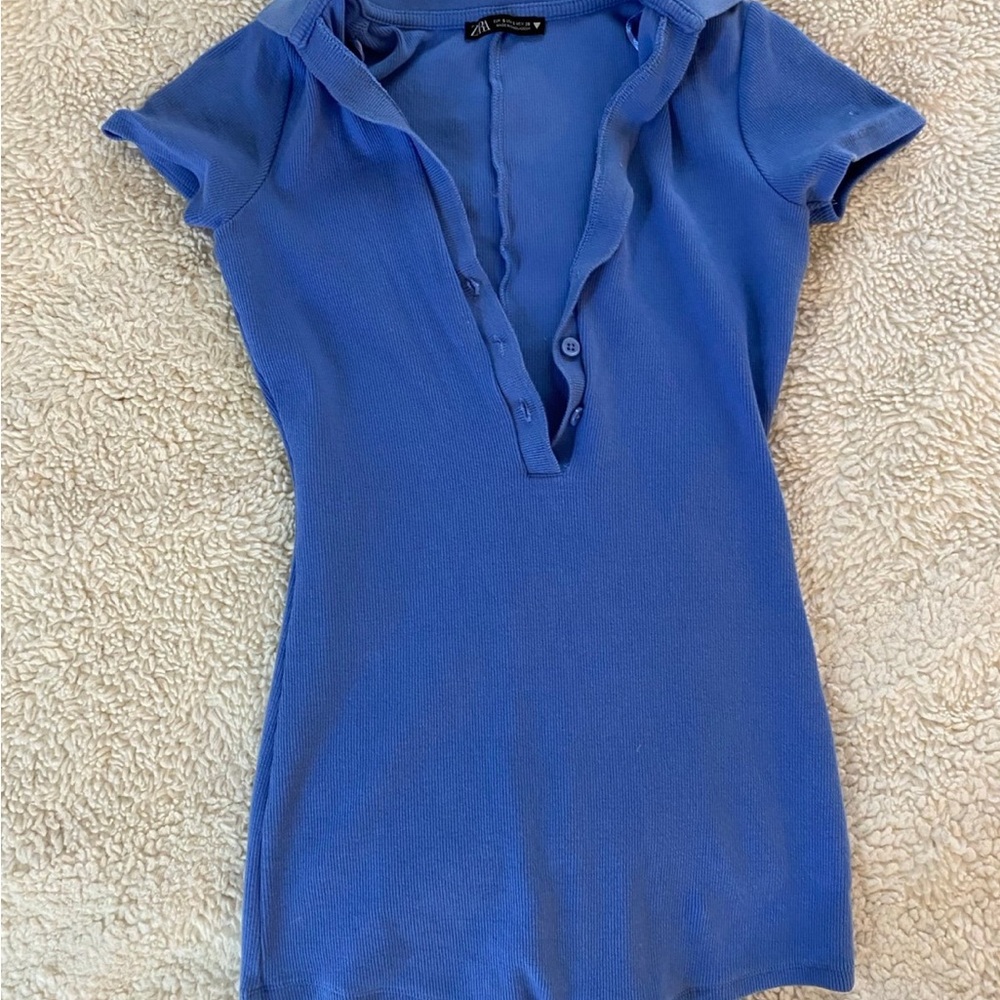 Zara Light Blue Knit Top